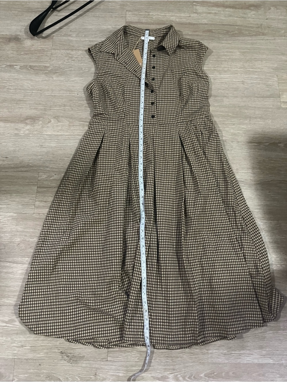 Rihoas Brown Checkered Fit-and-Flare midi dress -XL